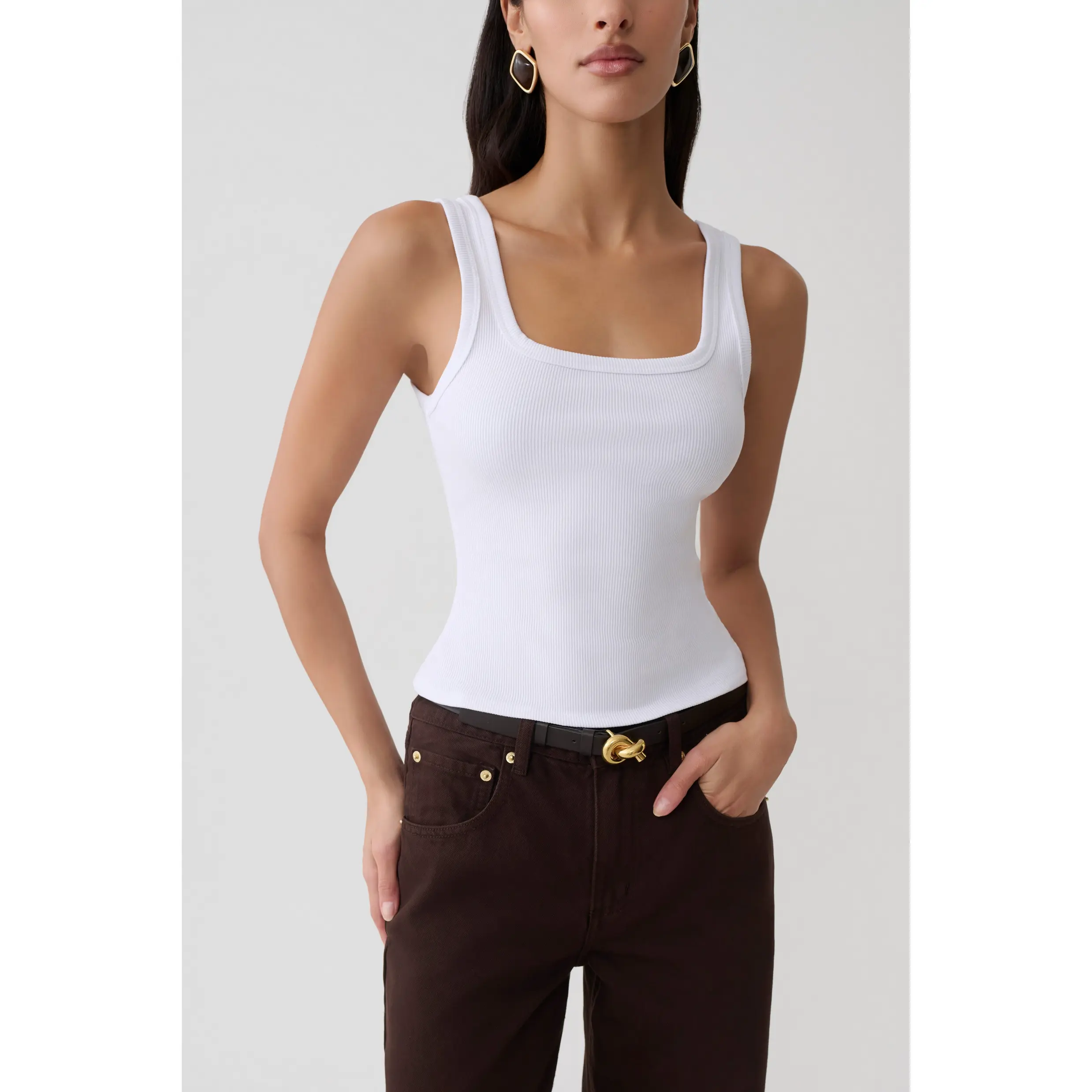 Ismay Square Neck Tank - White Ismay Square Neck Tank - White