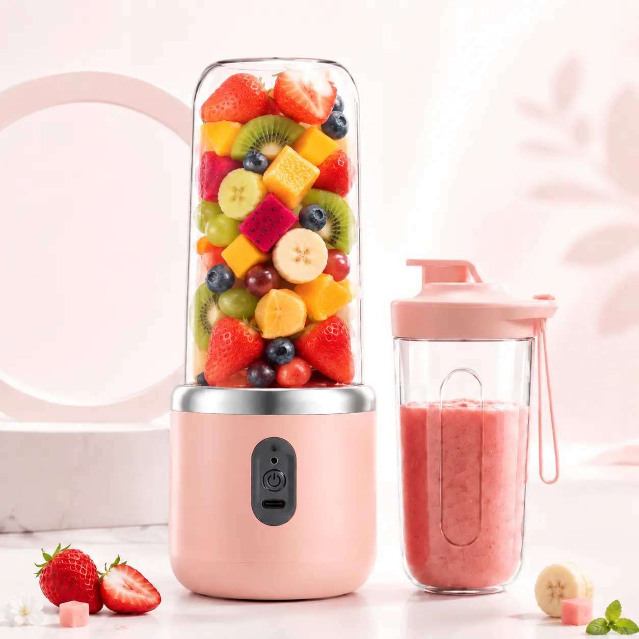High Speed Portable Handheld Juicer Mini Blender - USB Port Rechargeable, Cordless, Compact, Leak-Proof, Makes Smoothies, Shakes, Baby Food, Vegetable Drinks Fast, Ideal for Back to School, Travel, Hand-Held Juicers