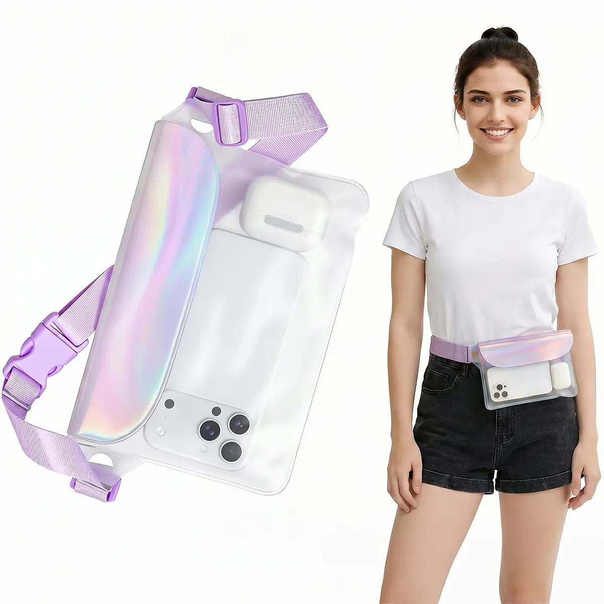 Waterproof mobile phone pouch - A mobile phone bag designed to protect your phone during swimming or beach leisure activities. It can also be used when swimming.