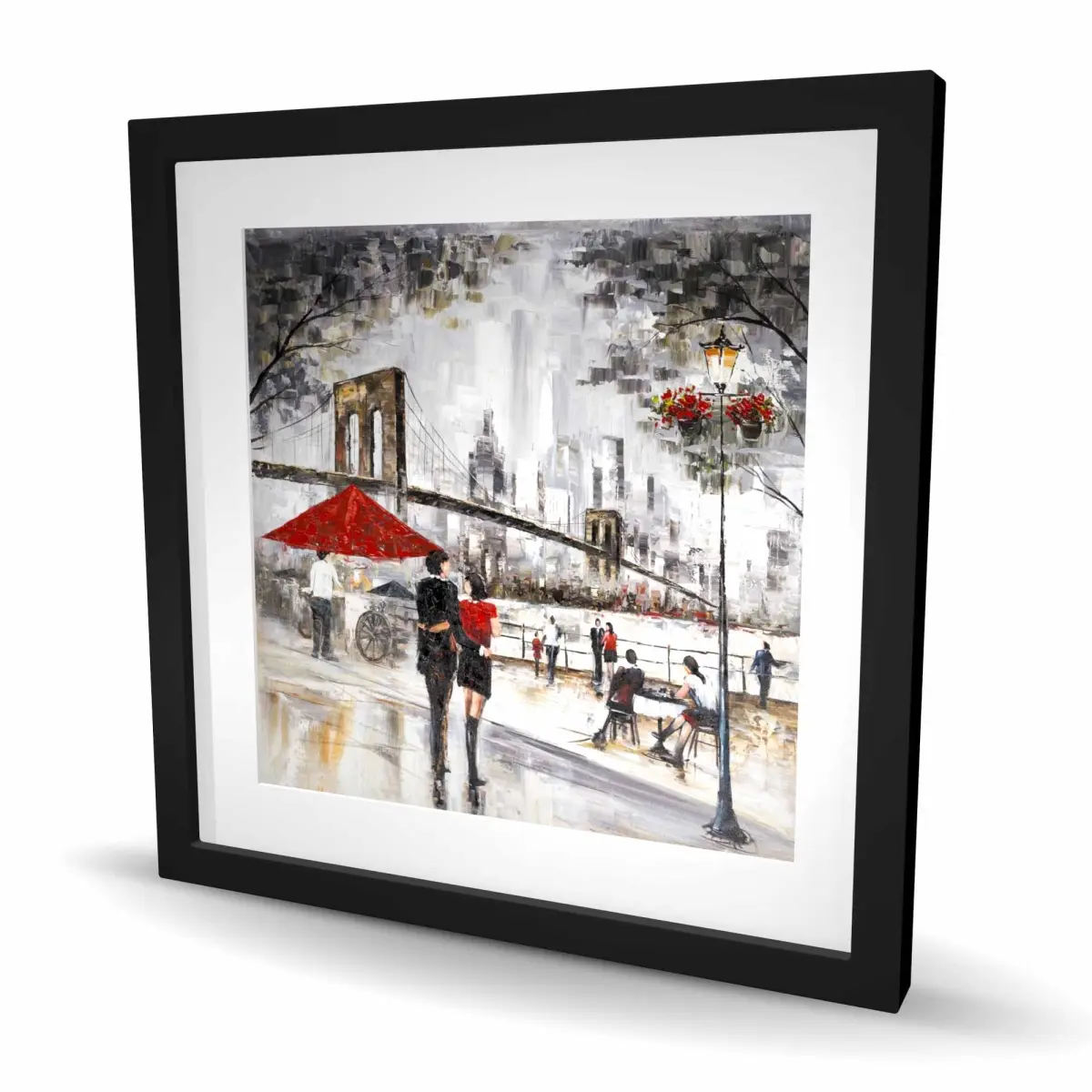 Begin Home Decor C1FM2424NGGI2K 24 x 24 in. Couple In York City - Office Man Framed Matted Print Wall Art