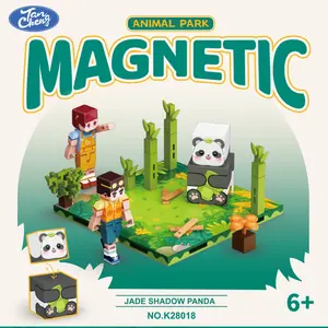 Magnetic Building Blocks My World Animal Park Panda, DIY Puzzle Toy, Educational Model Kit, Minecraft Game Accessory, Kids Gift