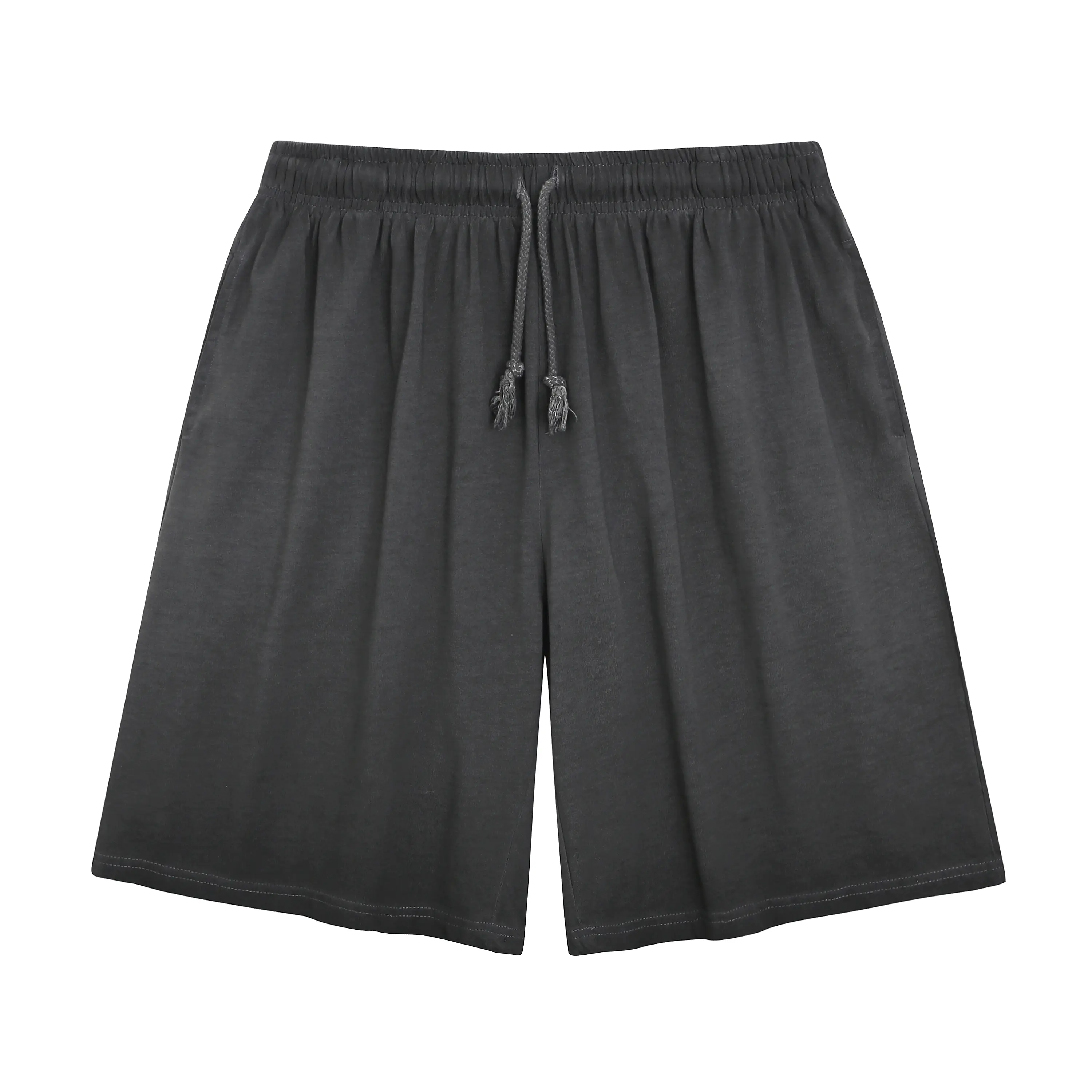 Men's 100% Cotton Gradient Dirty Wash Drawstring Shorts - Elastic Waist, Deep Pockets, Casual Streetwear & Loungewear Bottoms everyday outdoor activity fathersdaygift grey summer