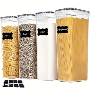 4 Pack Airtight Food Storage Containers with Lids 8L Pasta Containers for Pantry Organization BPA Free Microwave Safe Kitchen Canisters for Spaghetti Flour Sugar and Noodles with Free Labels and Marker