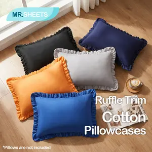 [Memorial Day Sale]NTBAY 2pcs Ruffle Cotton Pillowcases, Ultra Soft Breathable Ruffled Pillow Covers, Elegant Decorative Bedding Essentials with Envelope Closure