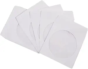200 Pack Maxtek Premium White Paper CD DVD Sleeves Envelope with Window Cut Out and Flap, 100 GSM Paper.