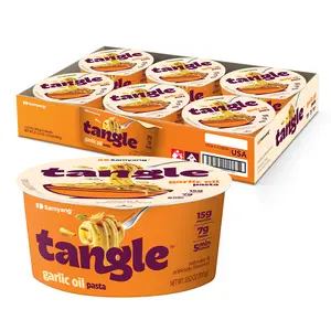 Tangle Garlic Oil Spaghetti Aromatic Roasted Garlic and Olive Oil Flavor Spicy Kick Air Dried Noodle Quick Microwave Meal 3.70 oz (Pack of 6)