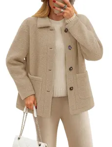 YUCOLEN Womens Fleece Jacket Button Down Sherpa Jacket Long Sleeve Teddy Coat Fuzzy Winter Warm Outerwear with Pockets