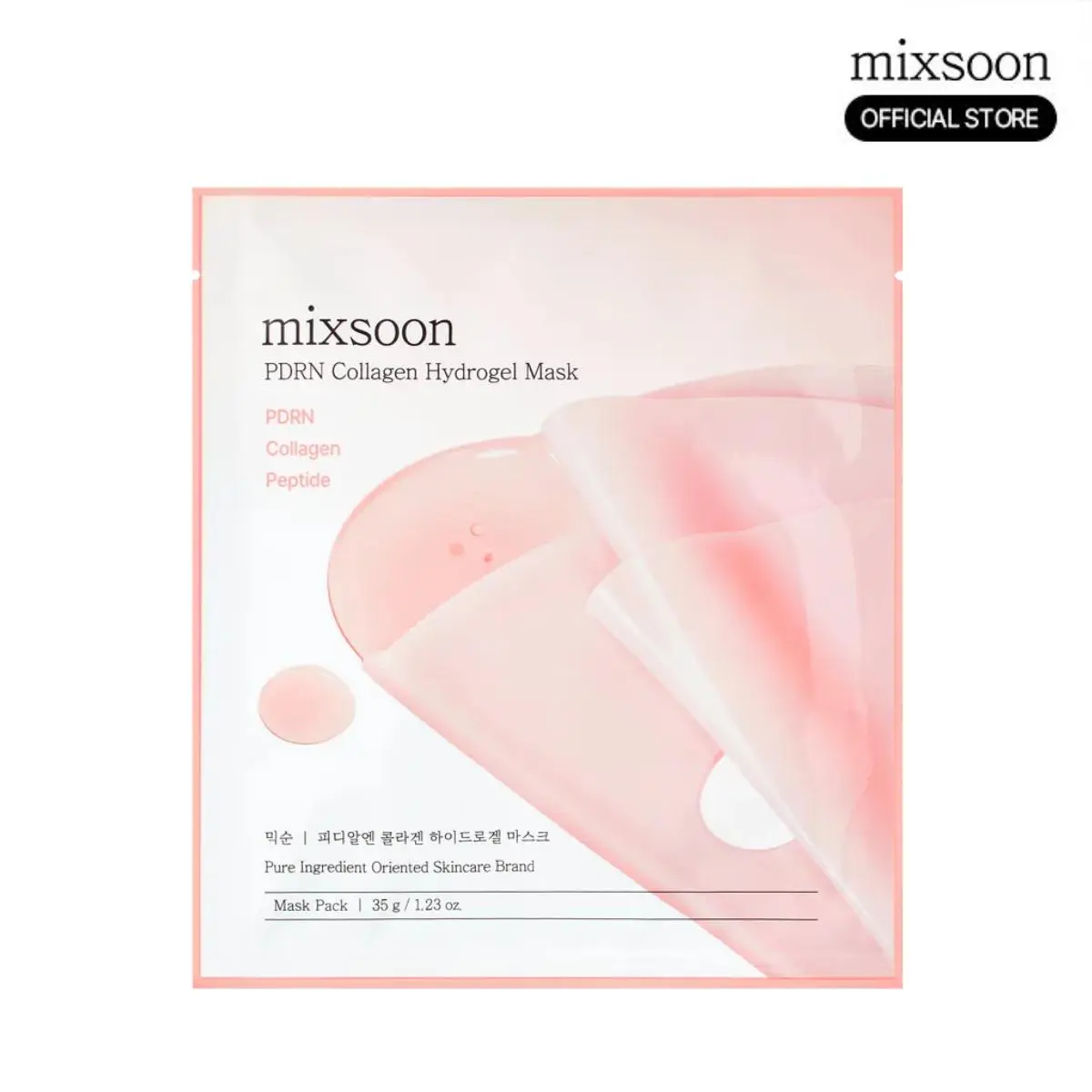 [mixsoon Official] PDRN Collagen Hydrogel Cosmetic Mask Pack (5EA) - Elasticity-Boosting Firming, Deep Moisture, Wrinkle Care, Low-Irritation for Sensitive Skin, Nourishing, Radiant