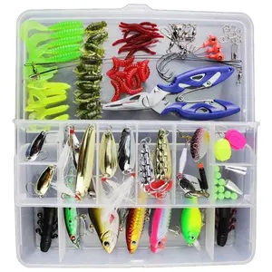 115pcs Fishing Gear & Lure Set with Hooks, Spinner, Vib, Swivels, Pliers, Complete Freshwater & Saltwater Fishing Tackle Kit, Fishing Supplies & Equipment