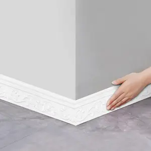 1 Roll Self-adhesive PE Material Wall Skirting Border Sticker, Background Wall Edge Sealing Strip, 3D Anti-Collision Wall Decal For Bedroom, Living Room Decor, Decoration, Home Interior Decorative, Design, Carving, Modern Decorative Peel Stick Wallpaper