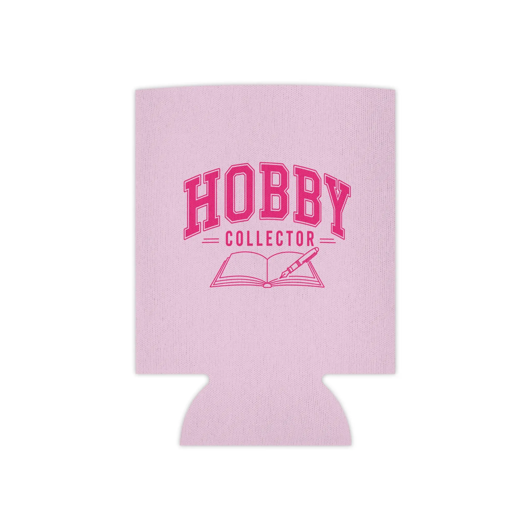 Printed Foam Foldable Flats Regular Can Cooler - Lightweight Casual Pink Can Shape Reusable Drink Koozie, Hobby Collector Notebook Illustration Design, Ideal for Craft Room Use, Reg/Slim Fits