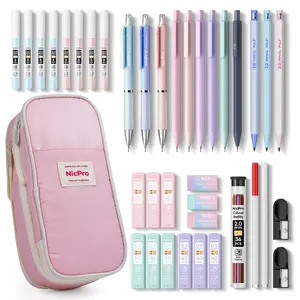 Nicpro 38PCS Multi-Size Aesthetic Lead Mechanical Pencil Set - 0.5/0.7/0.9/2.0mm Mechanical Pencils, 564PCS Lead Refills, Pastel Office & School Supplies for Students in Pink Case