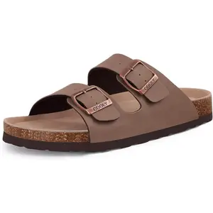 Unisex Cork Footbed Slide Sandal with Adjustable Buckle for Women & Men - Comfortable Arch Support & Natural Cork Insole for Summer Outdoor Activities Shoe Footwear