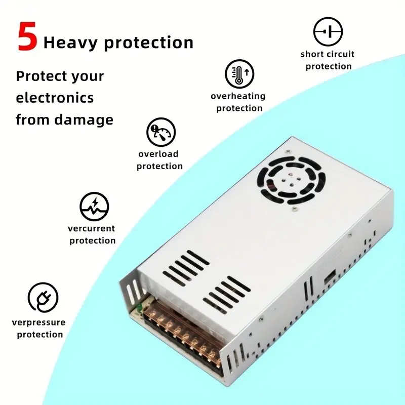 1PC Low-voltage transformer AC220V to 12V/24V, 360W low-voltage power supply, suitable for 12V/24V LED lighting fixtures, cameras and other equipment, Installation, Home