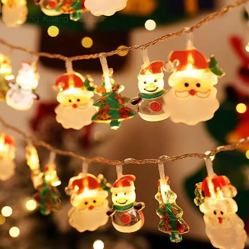 Viral Whimsical Christmas Lights! Adorable Snowman & Santa LED String - Plug-in Indoor Decor for Tree, Kids' Room & Creating Family Magic. A Must-Have!