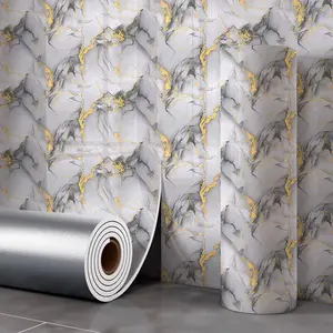 Marble Tile Wall Stickers, Self-Adhesive Waterproof Wallpaper, Anti-Static Xpe Material, Easy Home Installation, Marble Pattern Wallpaper Suitable for Kitchen, Bathroom & Living Room