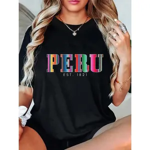 🎉 100% Cotton Peru Est. 1821 Peruvian Pattern Roots Peru T-Shirt