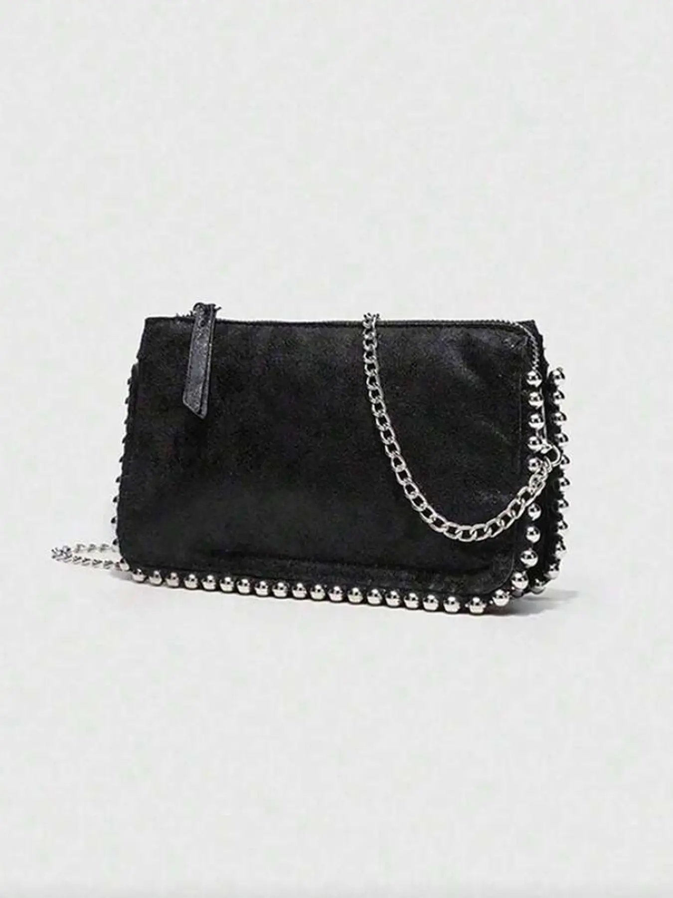 Niche  simple retro  fashion casual Joker commuter shoulder bag,  chain shoulder strap messenger bag, rivet sweet cool wind shoulder slung everyday eye-catching models, suitable for parties and so on, Casual Crossbody Bags, Casual Shoulder Sling