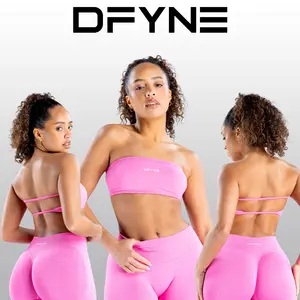 DFYNE Impact Backless Bandeau Bra gym outfits  gym stuff women gym outfits gym fits Seamless Strapless Sports Bra for Women, Sculpting Fit with Open Back Open Back Sports Bra - Padded Breathable Comfortable Yoga Gym Workout Fitness Activewear
