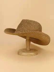 1pcs Outdoor Leisure Hollow Out Breathable Sun Hat, Denim Straw Hat for Hiking, Travel, and Fun, Perfect Gift for Her,