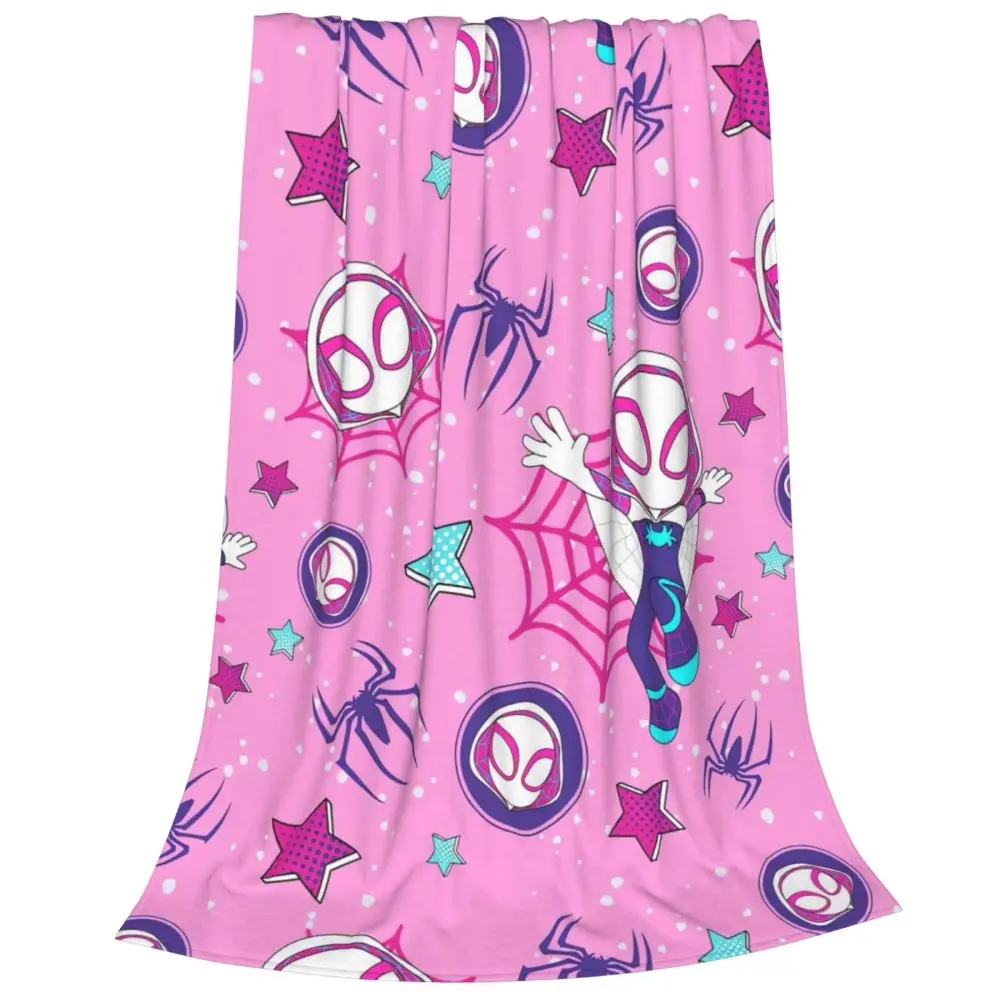 Ghost Spider Gwen Character Cartoon Theme Soft Blanket for Kids, Lightweight Warmth, Indoor/Outdoor Home & Travel Use, Ideal Birthday Gift for Family Friends, Multi-Size