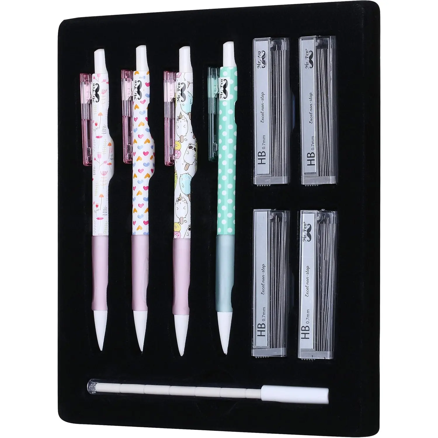 16-Count Cute Design Mechanical Pencils with Eraser - 0.7mm Writing Stationery, Back to School Shopping Supplies, Cute School Supplies Set Pack for Girls