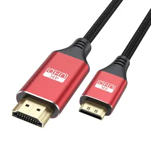 Mini HDMI to HDMI Cable 1FT, 4K HDMI to Mini HDMI Cable Short High Speed HDMI Mini 2.0 Braided Cord 4K@60Hz, 2K, 3D for Camera, Camcorder, Tablet, Laptop, HDTV, Graphics