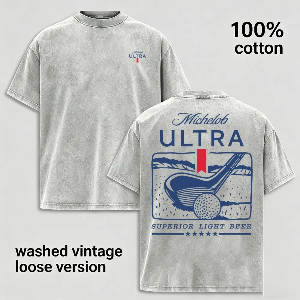 Men's Vintage Washed Golf Graphic T Shirt 100% Cotton Oversized Casual Tee Retro Golf Club Print Shirt Lightweight Summer Streetwear Athletic Golf Lover Gift Unisex Graphic Top