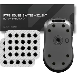 PTFE Dot Silent  Skates |  Universal Skates for Gaming Mice | Ultra-Smooth Glide  Cloth & Glass Pads | Customize Speed & Control | , Easy to Apply | Black 7mm x 7mm