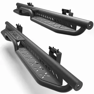 Running Boards Side Steps Compatible with Land Rover Defender 110 2020-2025, Two-Raised Step, Heavy-Duty Carbon Steel with Textured Black Powder-Coated Finish, 2PCS Non-Slip Nerf Bars