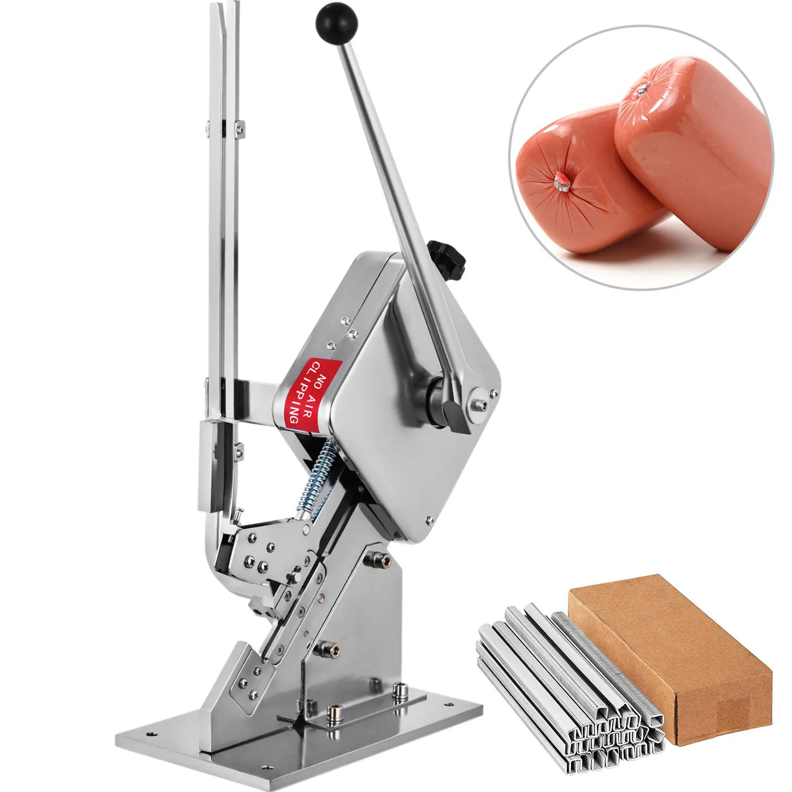 【summerfinds】Lightweight Chrome Steel Manual U-Shape Sausage Clipper Sausage Maker, Desktop Design with Automatic Nail Feeding, High-Quality Kitchen Utensil for Meat Prep, 2 Boxes (5000pcs) Clips, Ideal for Meat Processing Enthusiasts, Machine, Seasoning,