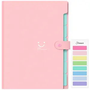 Accordion File Organizer, Letter Size, 7 Pocket Expanding File Folder, Cute File Folder with Labels, Portable File Organizer for School Office Supplies, Folders for Documents, Pink