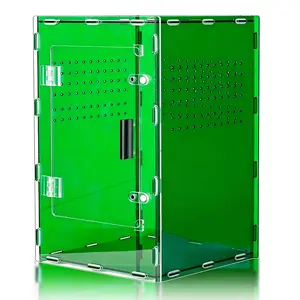 8x8x12 Acrylic Reptile Tank Cyberpunk Deep Green Terrarium for Lizards Spiders & Small Reptiles Modeled After New Caledonia Rainforest Ideal Habitat Enclosure Furniture Supplies