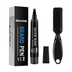 Waterproof Beard Filler Kit for Men - Pencil, Pen, Darkener Marker with Natural Finish for Beard, Moustache & Eyebrows - Bristle Brush Included
