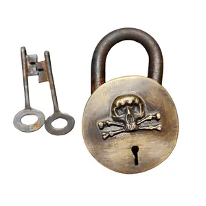 Pirate Skull Solid Brass Lock with Keys