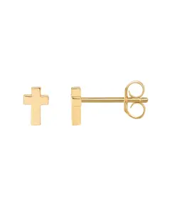 PAVOI 14K Gold Plated Sterling Silver Posts Cross Earrings for Women - Small Religious Faith Cubic Zirconia Cross Studs Huggies Earrings
