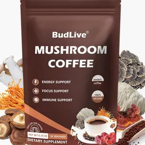 Mushroom Coffee with Lion's Mane, Reishi & Cordyceps – 6 Mushroom Adaptogen Blend for Focus, Energy, Digestion & Immune Support, Low Acid Instant Coffee Powder, 30 Servings