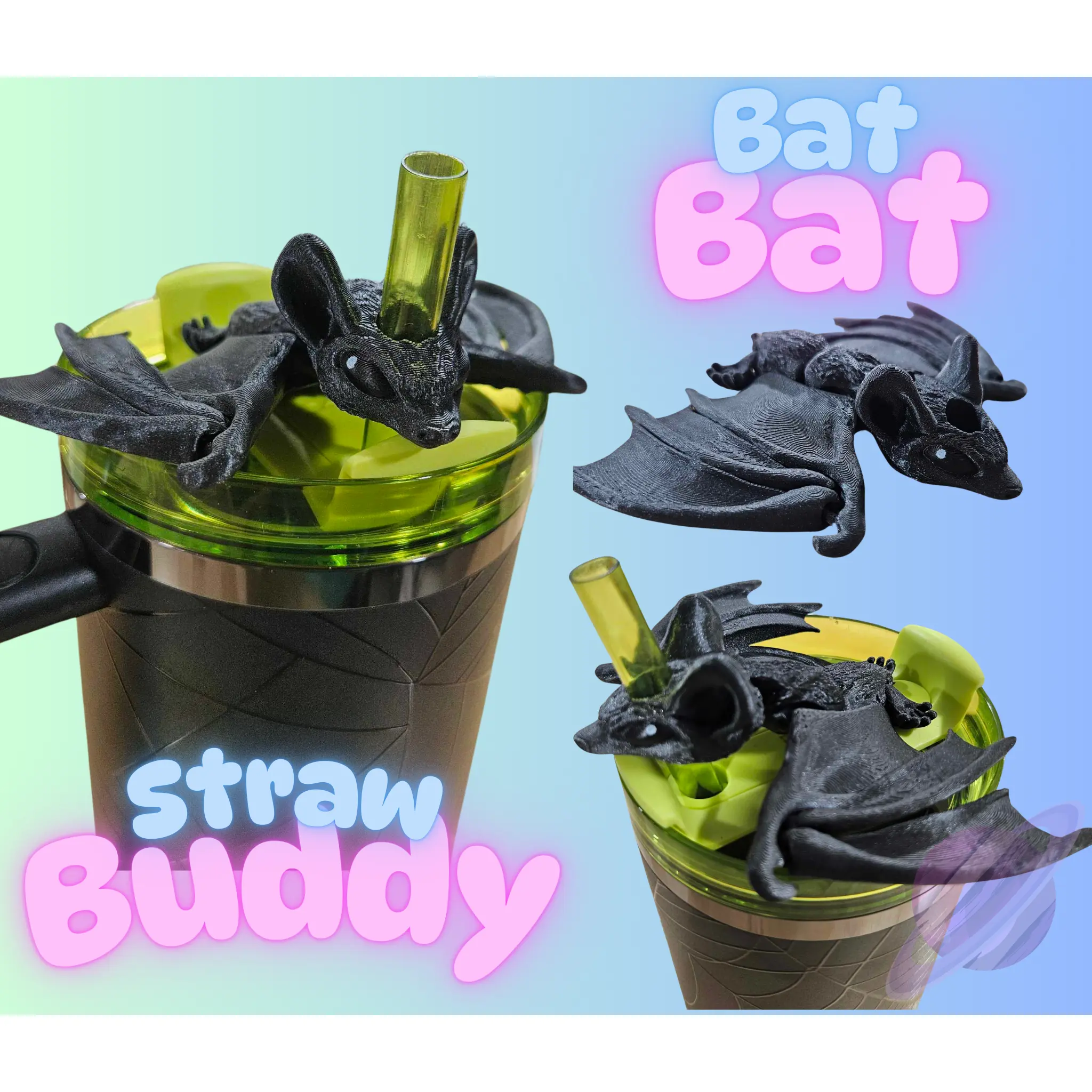 BAT STRAW BUDDY FOR TUMBLER CUPS Drinkware