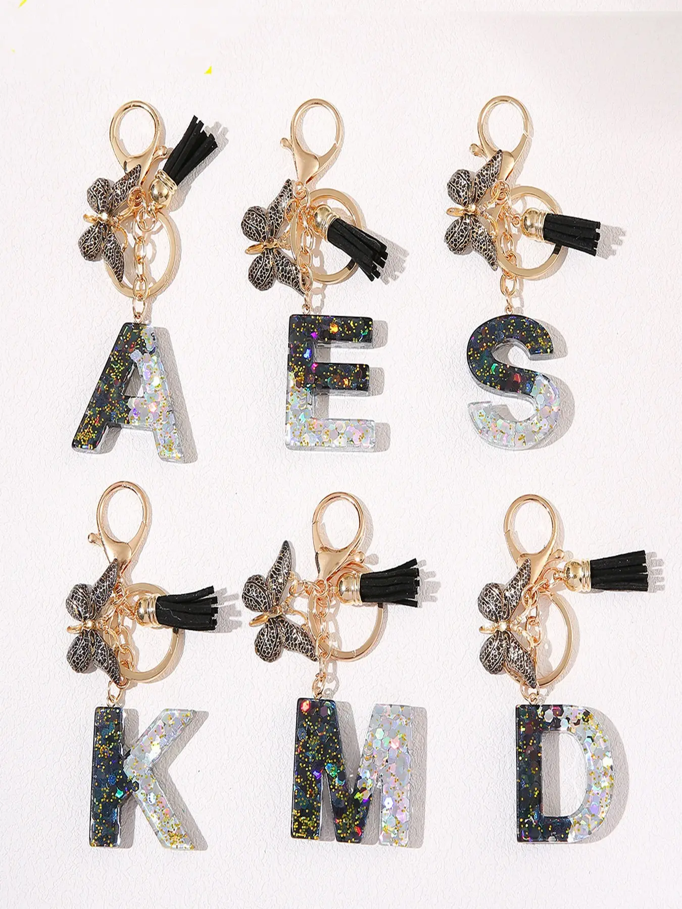 1PC/ Alphabet Initial Letter Keychain accessories key rings Cute Butterfly-Shaped Charm with key Ring Purse Bag Backpack pendant - Unique Women's Gift Idea for Friends and Family Cute Keychain Accessory