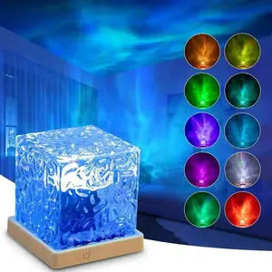 16-Color Gradient Water Wave Projection Nightlight, Remotely Controlled USB Charging Crystal Light with Colorful Effects, Ideal for Bedroom Decor Ideas, Room Decor and Party Atmospheres, Color Changing Lights, Multifunctional Led Light