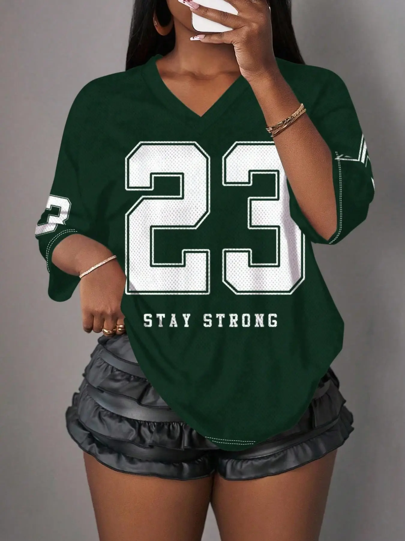 Women's Y2K Retro Mesh Breathable Sports Jersey, V-Neck Number Print T-Shirt, Hip-Hop Activewear, Athletic Apparel, Athletic Top, breathable workout top, Party Streetwear, Vintage Market Top