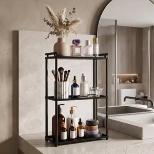 3 Tier Stainless Steel Bathroom Counter Organizer Vanity Shelf for Makeup Skincare Perfume