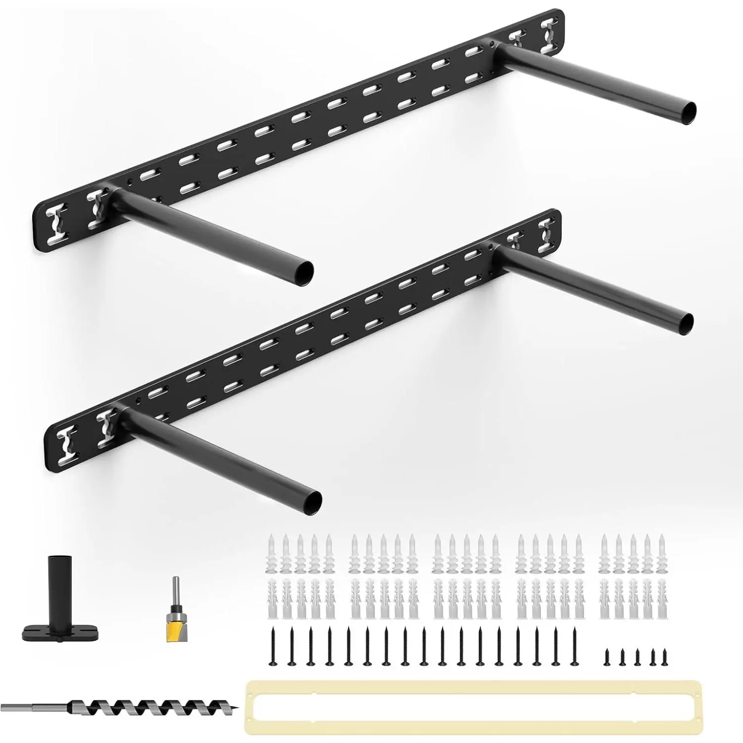 2 count Floating Shelf Hardware Heavy Duty  Shelf Brackets Support,Wall Mounting Invisible Floating Shelves Bracket with Jig (22" x 8" x 1.5" with Tools)