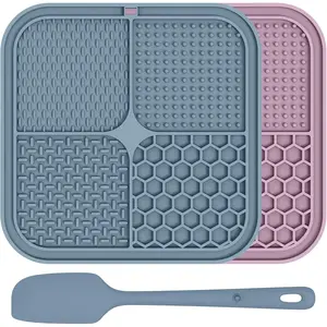 2 Pack Lick Mat for Dogs,Cats,Upgraded 8.5x8.5 inches Licking Mats with Suction Cups,Slow Feeder Licking Pad for   and Boredom Reducer,Suitable for   Set 4