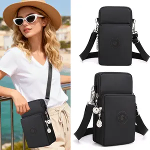 Women Mini Cell Phone Shoulder Bag - Lightweight, 3-Layer Pockets for iPhone, Adjustable Strap Crossbody Purse for Dating & Commuting