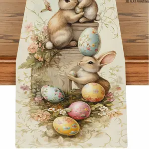 2D flat printing, 1-piece Easter bunny and Easter egg design table flag, Decoration, using soft and warm colors to bring the vitality of spring and the joy of festivals.