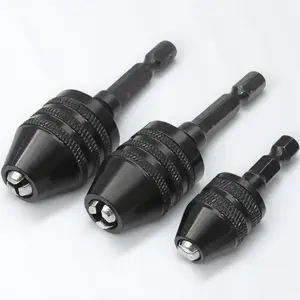 High Precision Keyless Drill Chuck Adapter Set 0.3-8.0mm Quick Change Hex Shank Bits Industrial Metal Lathe Tools for Electric Screwdriver Angle Grinder Woodworking Fast Release Coupling Professional Power Tool Repair Kit Tool Accessories