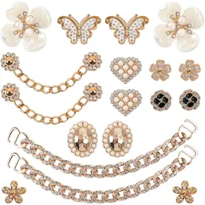 18 Pcs Elegant Bling Shoe Charms - Crystal Rhinestone Chain, Butterfly, Flower Footwear Decorations, DIY Button Fix Accessories for Women’s Shoes, Party Gift