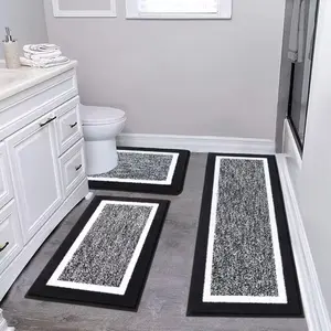 3pcs 15.75X23.62“, 19.96X23.62”, And 15.75X47.24“ Bathroom Rug Non Slip Absorbent Bath Mats for Bathroom Sets Washable Microfiber Bathroom Rugs and Mats Shaggy Bath Rugs and U-Shaped Toilet Mat for Bath