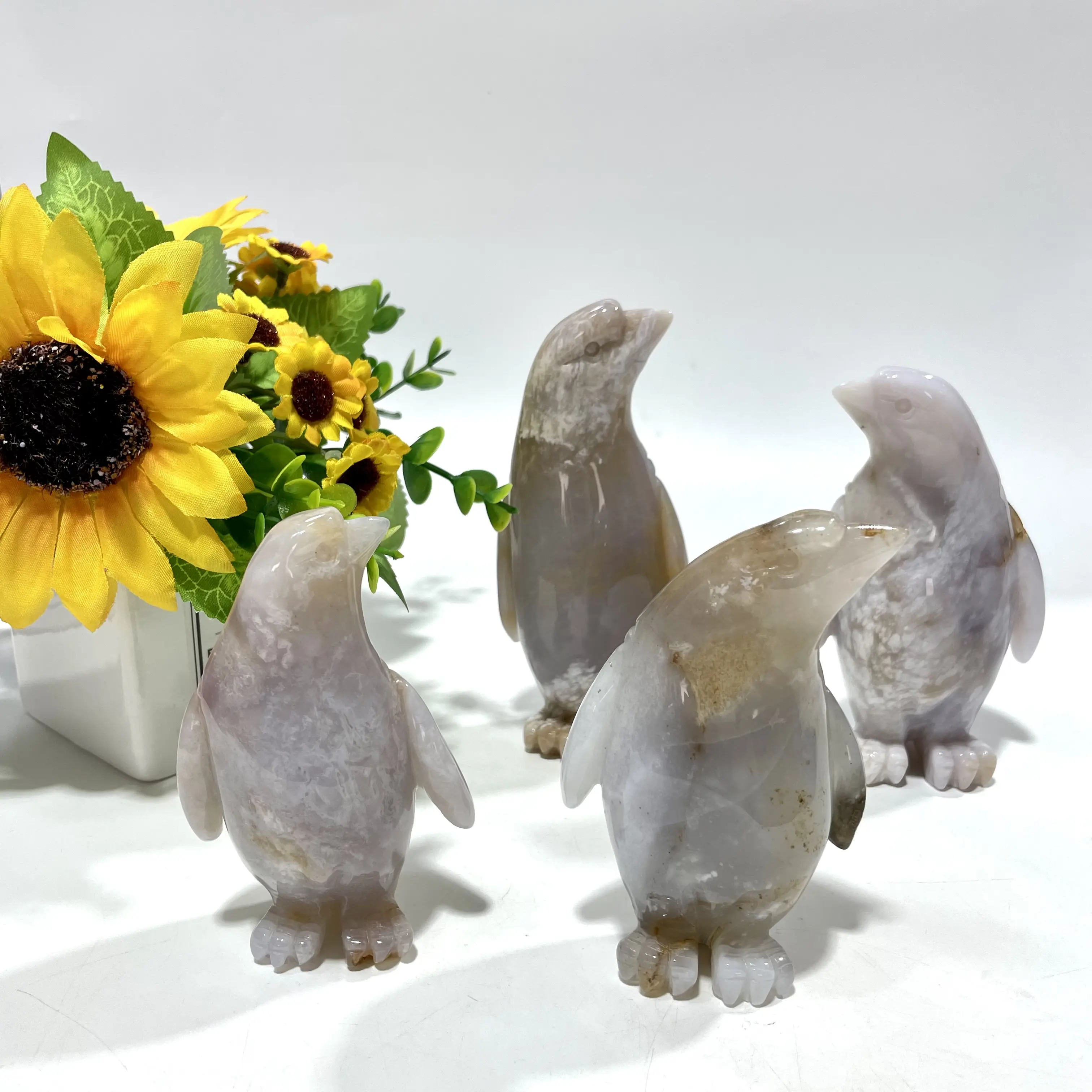 IG Crystal Blue Chalcedony Penguin Crystal Carving Natural Stone Gem Mining Chakra Balancing Reiki Healing Crystal Mystery Crystal Display Crystal Shopping Online Home Office Decor